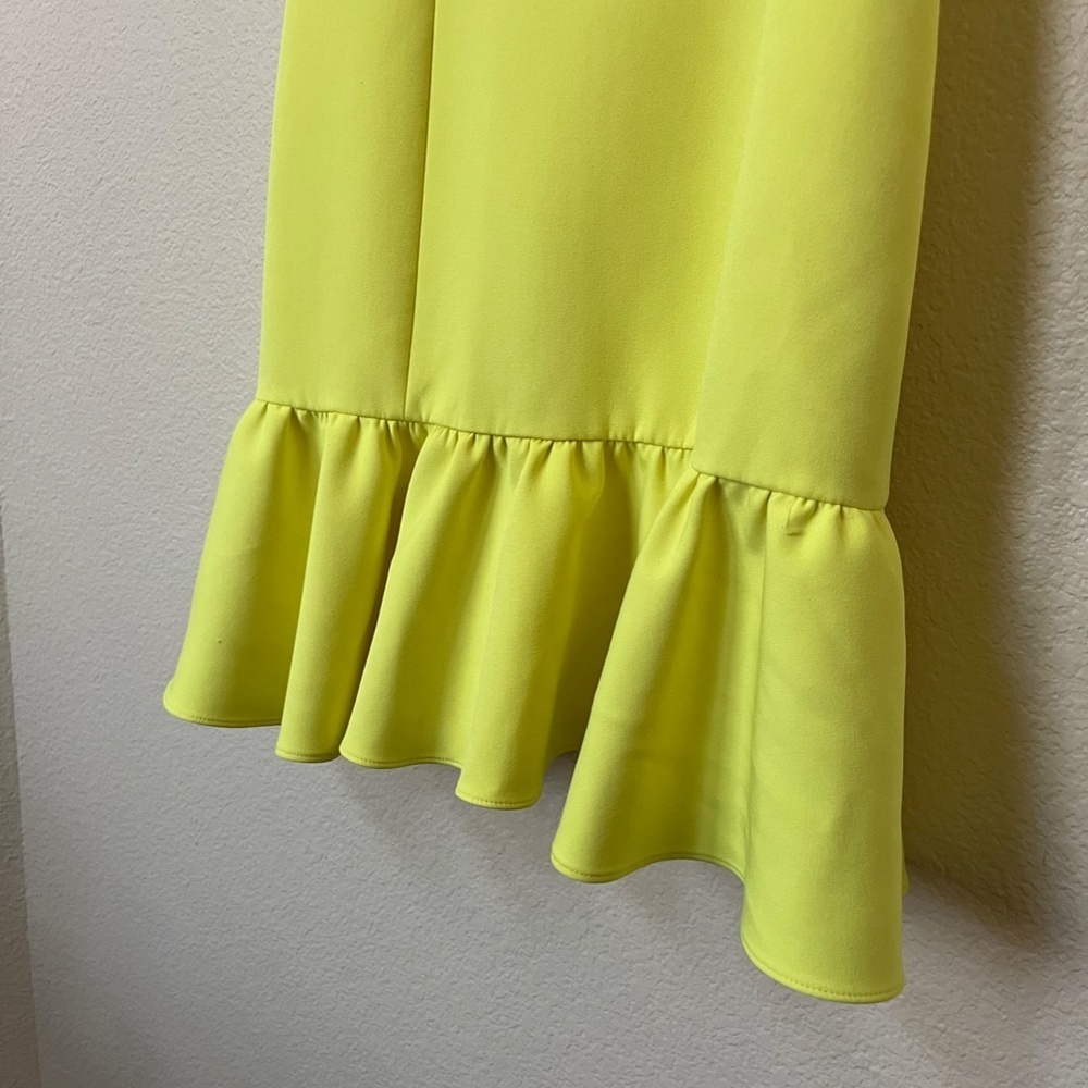 MILLY | Ruffled Hem Geneva Mini Dress in Neon Yellow | Size 6 - Picture 7 of 12